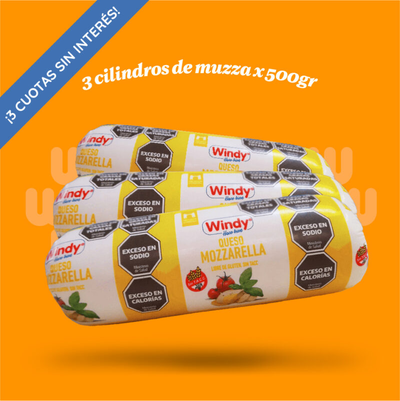 PROMO: 3 cilindros de Queso Mozzarella x500gr